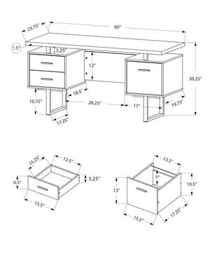 Computer Desk For Home Office, Laptop, Left, Right Set-Up, Storage Drawers, Contemporary & Modern