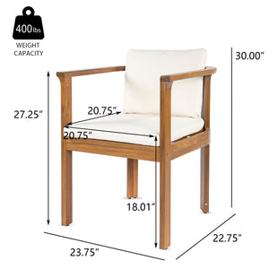 Outdoor Dining Chair Set of 4 with Curved Acacia Wood Arms