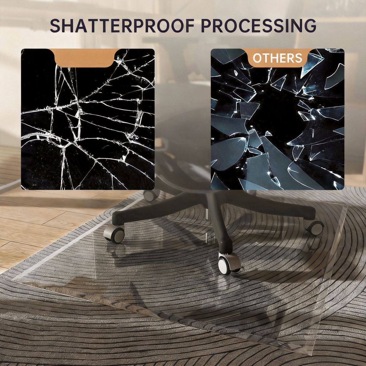 Tempered Glass Beveled Edge Chair Mat
