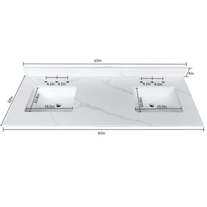 61-Inch Quartz Double Bathroom Vanity Top