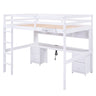 Loft Bed With Desk, Cabinets, Drawers, Charging Station And Bedside Tray