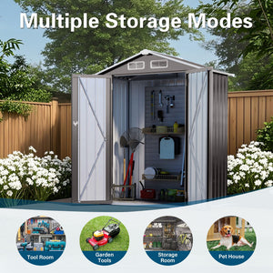 5 X 3 Ft Compact Metal Outdoor Storage Shed With Pitched Roof, Lockable Door - Gray