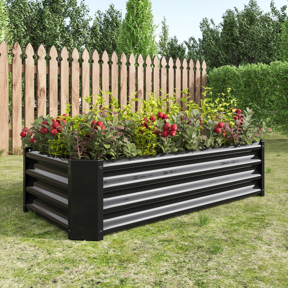Metal Raised Garden Bed, 4×2×1ft Rectangle Planter