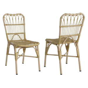 Outdoor Wicker Patio Dining Chairs Set with Durable Frame and Rattan Weave