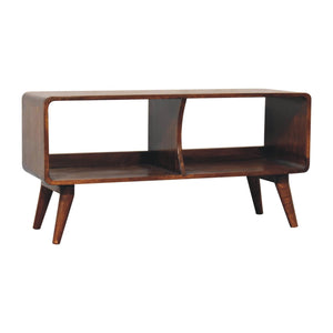 Solid Wood Curved Chestnut Media Unit