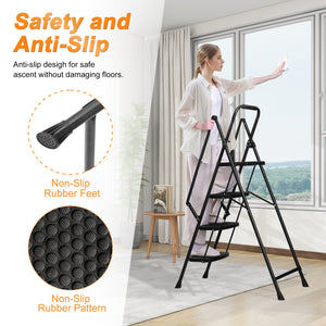 Four Step Ladder - Lightweight Folding Step Stool