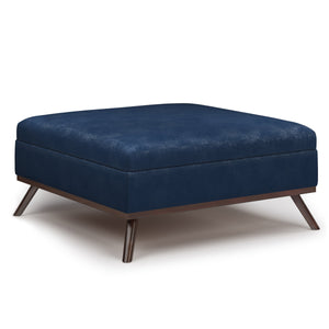 Owen Square Coffee Table Storage Ottoman - Distressed Dark Blue