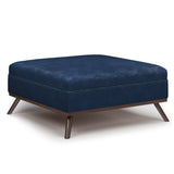Owen Square Coffee Table Storage Ottoman - Distressed Dark Blue