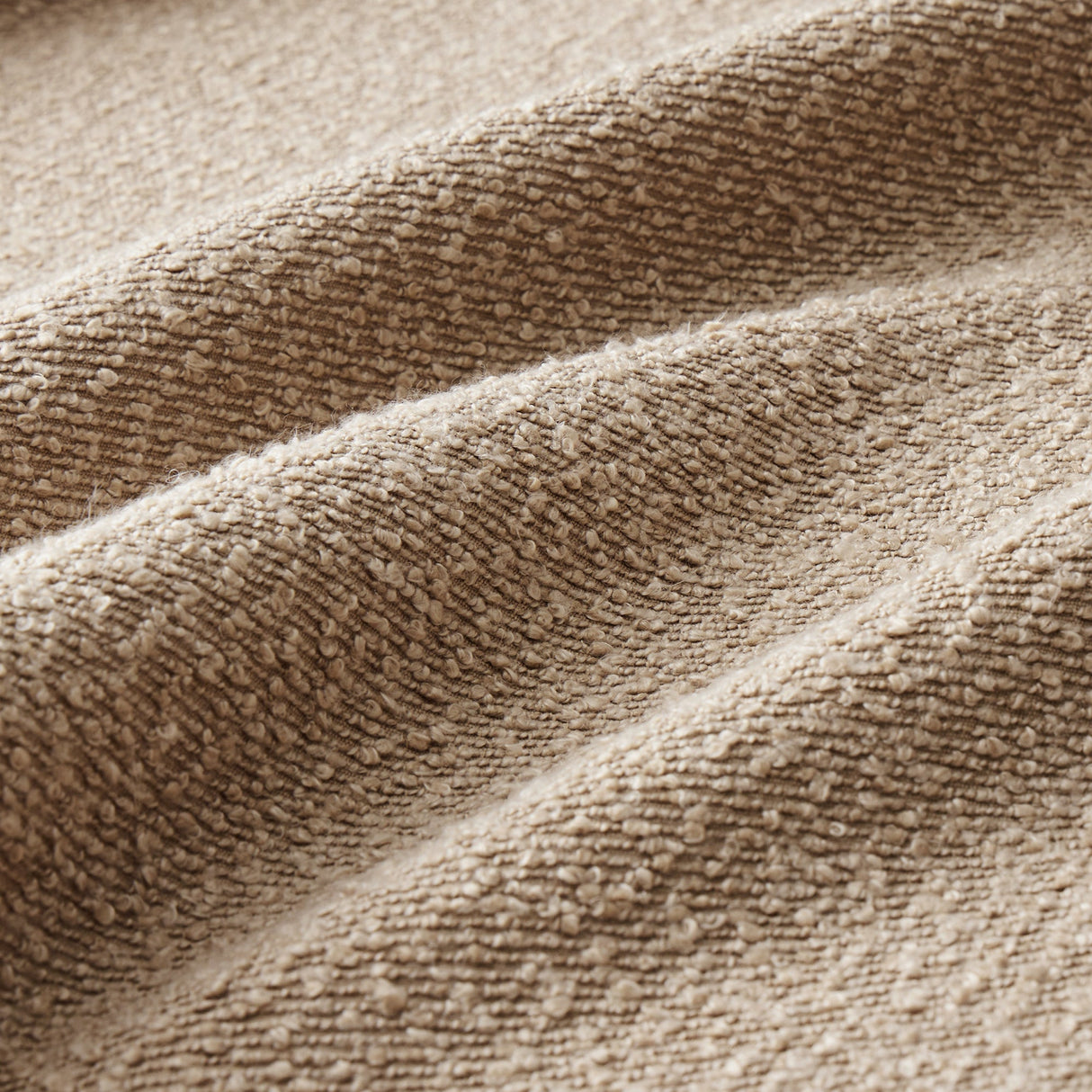 Coffee Ottoman with Boucle Fabric