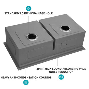 Modern Double Bowl Undermount Kitchen Sink