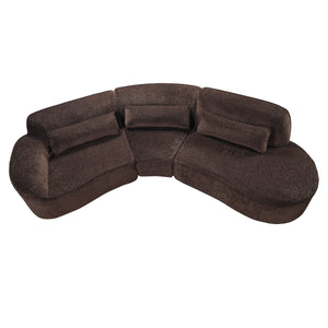 123" Modern Curved Sectional Sofa with Chaise Lounge - 3-Piece Set