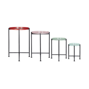 Set of 4 Multicolor Round Nesting Plant Stands