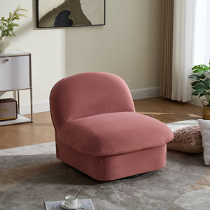 Pumpkin Shaped Swivel Accent Chair, 360 Degree Rotation For Living Room