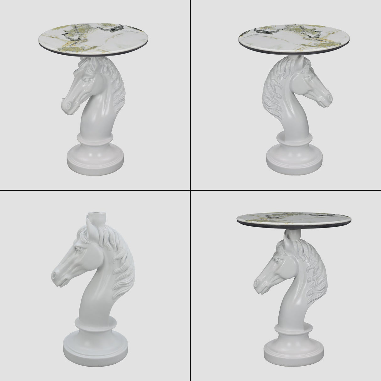 Horse Head Accent Table Animal Statue End Tables Livingroom, White