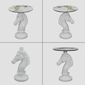 Horse Head Accent Table Animal Statue End Tables Livingroom, White