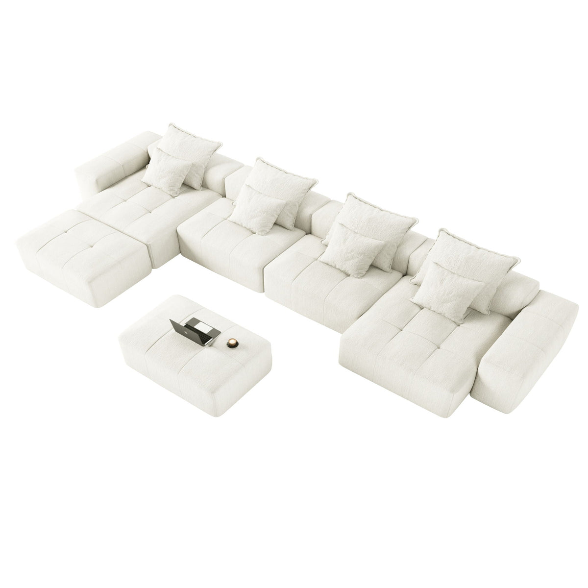 Modern Oversized Modular Sectional Sofa with Pillows - Multiple Colors