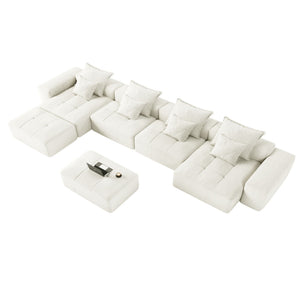 Modern Oversized Modular Sectional Sofa with Pillows - Multiple Colors