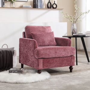 Modern Mid Century Wood Frame Armchair With Tufted Design