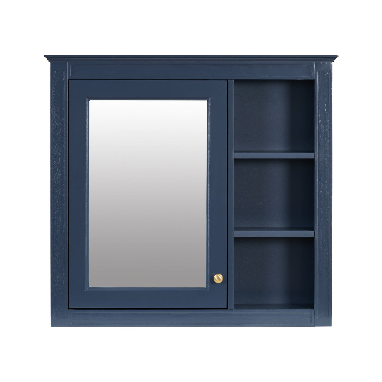 Bathroom Vanity With Top Sink, 2 Doors And 3 Drawers, Freestanding Set With Mirror Cabinet