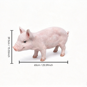 Cheerful Beige Pig Garden Statue