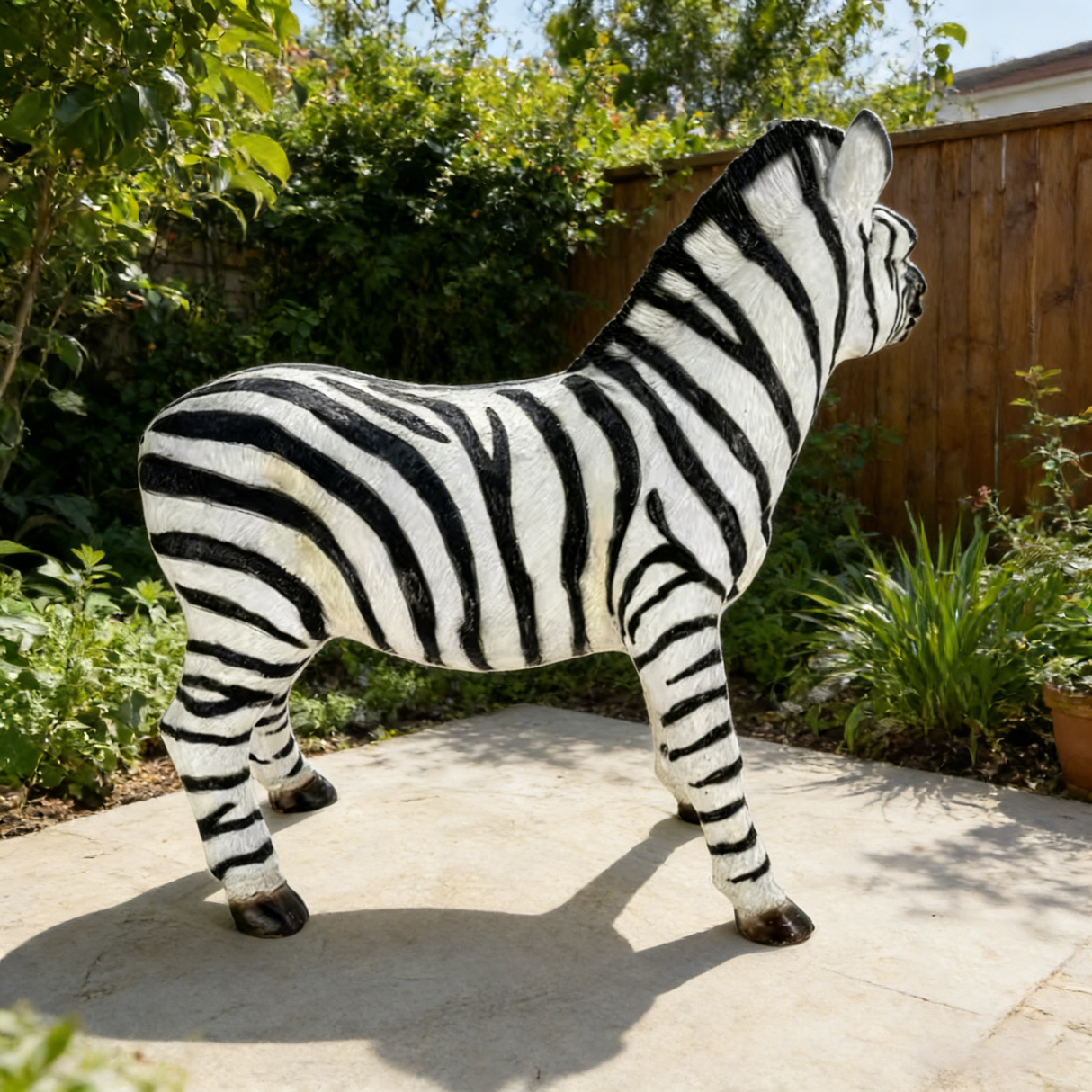 18.31' H x 19.49' L Simulated Zebra Garden Statue, Resin Outdoor & Indoor Decorative Ornament