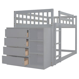 Bunk Bed With 4 Drawers And 3 Shelves