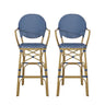 Outdoor Wicker And Aluminum French Barstools (Set of 2)