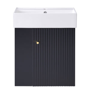 Modern Floating Bathroom Vanity With Ceramic Basin Perfect For Small Bathrooms