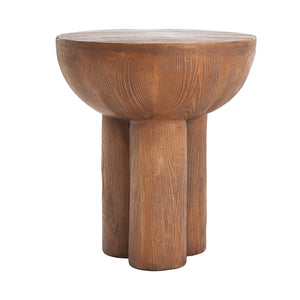Iris Outdoor Patio Three-Legged Wood-Grain Side Table