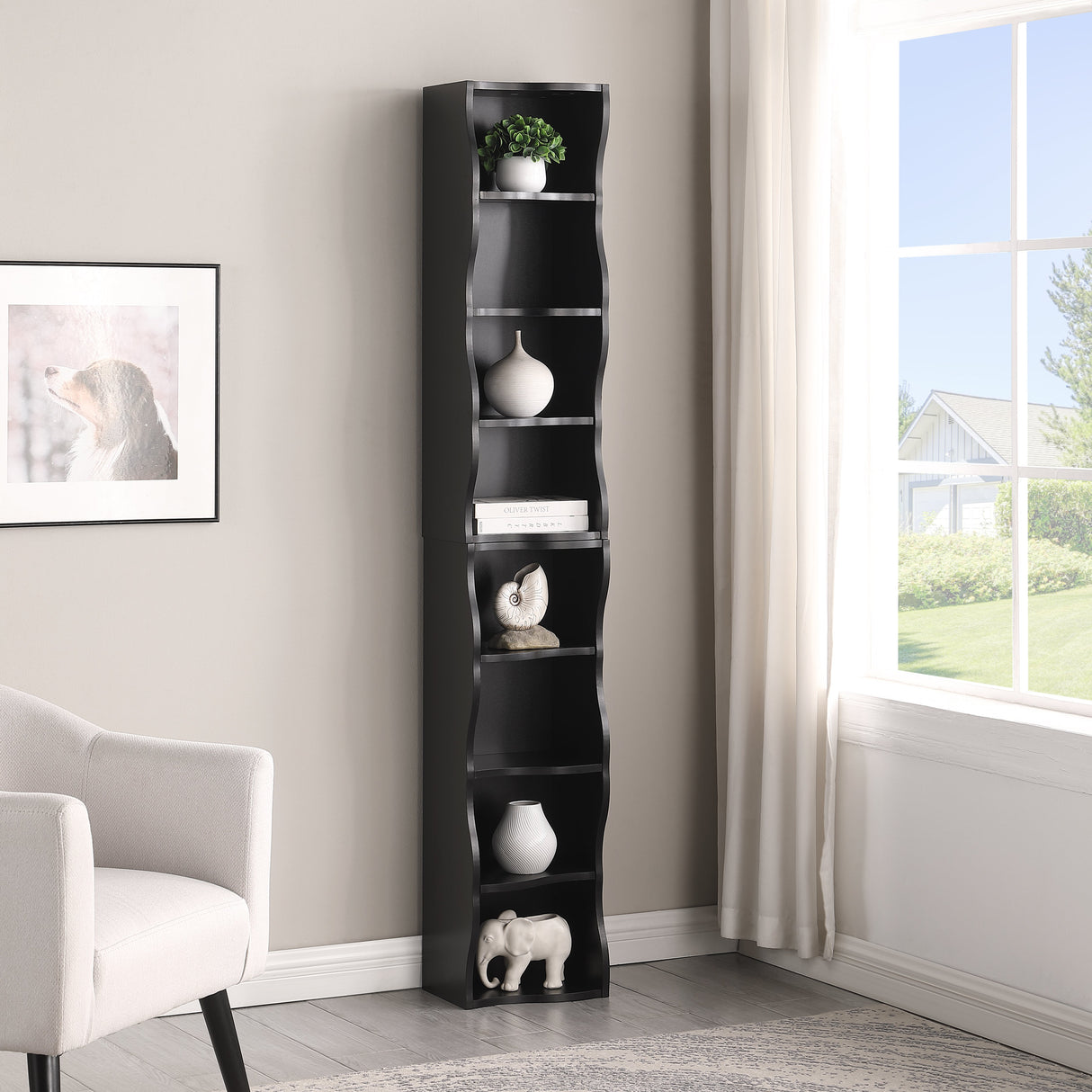 8-Layer Adjustable Shelf Ultra-Thin Bookshelf