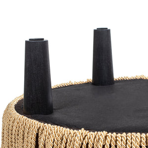 Yolanda 24" Round Upholstered Accent Ottoman Deep Brown Performance Velvet