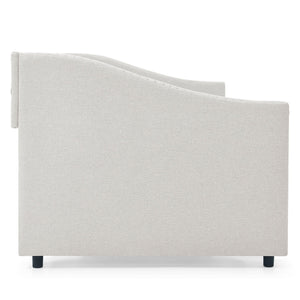 Upholstered Tufted Daybed With Drawers, Waved Arms