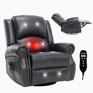 Heat Massage Manual Recliner Chair with Rocker and Swivel
