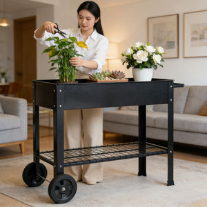 Mobile Metal Raised Garden Bed Cart with Legs