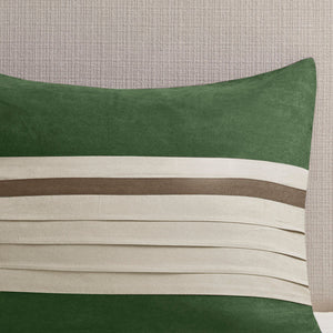 7 Piece Faux Suede Comforter Set with Hypoallergenic Filling - Green Queen