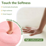 71-Inch Folding Sofa Bed in Pink Chenille with High-Density Foam