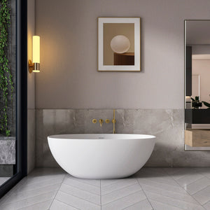 61 Inch Small Size Artificial Stone Solid Surface Freestanding Bathroom Bathtub