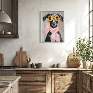 Vacation Day Puppy Wall Decor, Graphic Art Print On Wrapped Canvas - Pink / Black