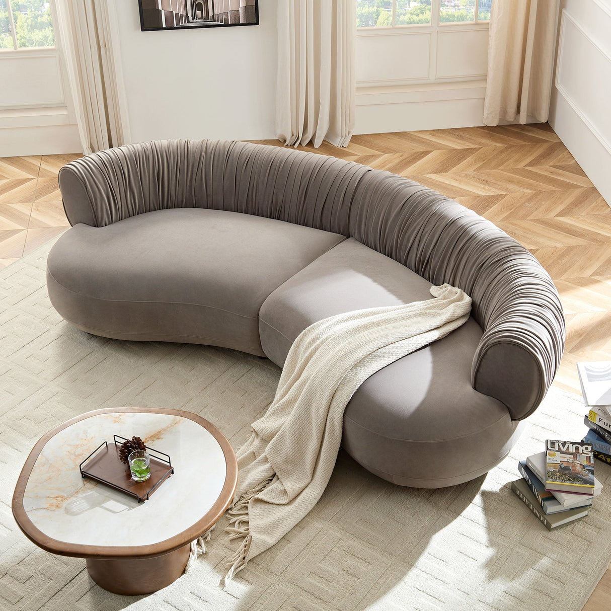 Modern Curved Sofa with Elegant Crescent Design