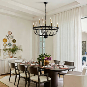 15-Light Industrial Iron Candle Chandelier Modern Farmhouse Pendant Light