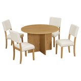 5-Piece Modern Round Dining Set with Upholstered Chairs