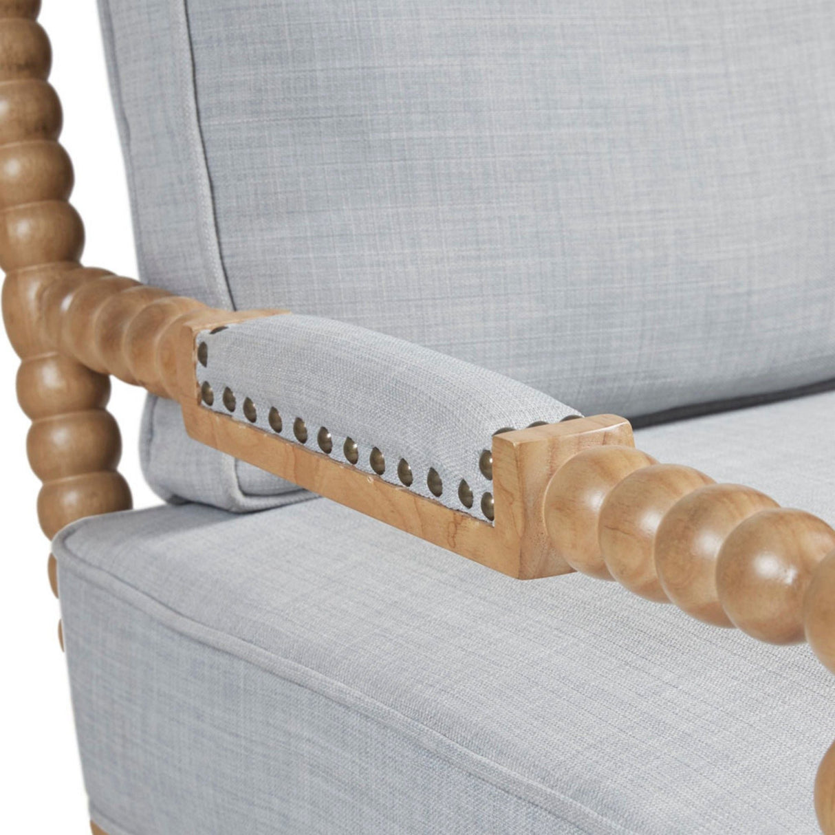 Arm Chair With Open Back Spindle Design, Padded Armrests