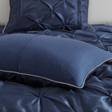 7 Piece Tufted Comforter Set Navy Queen