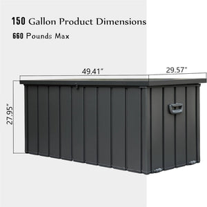 150 Gallon Outdoor Storage Deck Box - Waterproof and Lockable