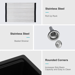 Quartz Kitchen Sink, Granite Composite Workstation Undermount