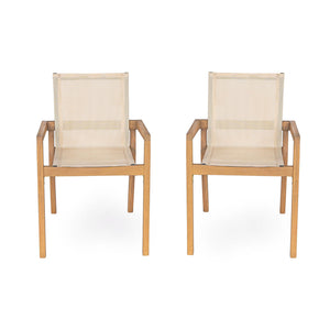 Belfast Dining Chair With Acacia Wood Frame And Seating (Set of 2)