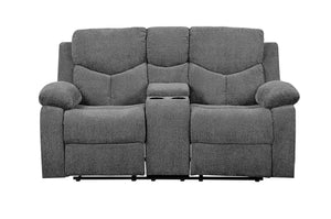 Kalen Chenille Loveseat with Console - Gray