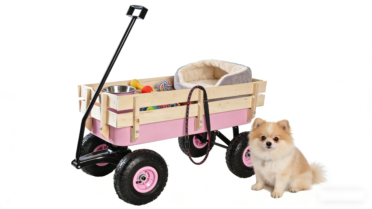 Outdoor Wagon All Terrain Pulling with Wood Railing