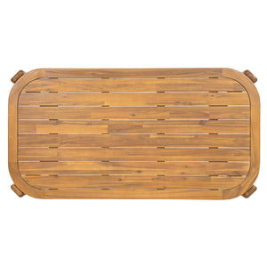 Kaja Outdoor Acacia Wood Dining Table, Teak Finish with Slat Design