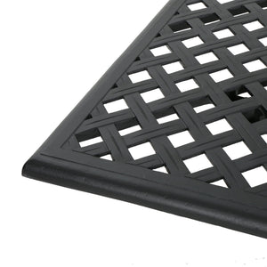 Outdoor Aluminum Dining Table With Lattice Design And Center Umbrella Hole - Black